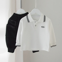 Simple polo shirt childrens T-shirt long sleeve baby children spring and autumn clothes 2021 autumn foreign style coat boys clothes