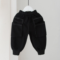 Elasticity soft washing craft childrens casual pants boys closing leg pants baby baby Foreign pants tide tide