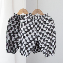 Thick pit strip breathable thin elastic children anti-mosquito pants children summer boys and girls casual pants tide