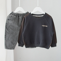 Special childrens clothes on the back boys long-sleeved tops spring and autumn childrens baby loose casual childrens clothing