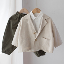 Neutral style boys and girls cardigan coat childrens baby loose foreign style Korean coat small suit trench coat tide