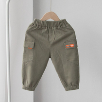 Soft hand boy casual pants childrens pants Spring and Autumn Tide Korean overalls thin baby closing pants