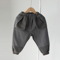 Boy casual pants baby trousers autumn baby Korean version of foreign Style 2020 new childrens bunched feet pants tide