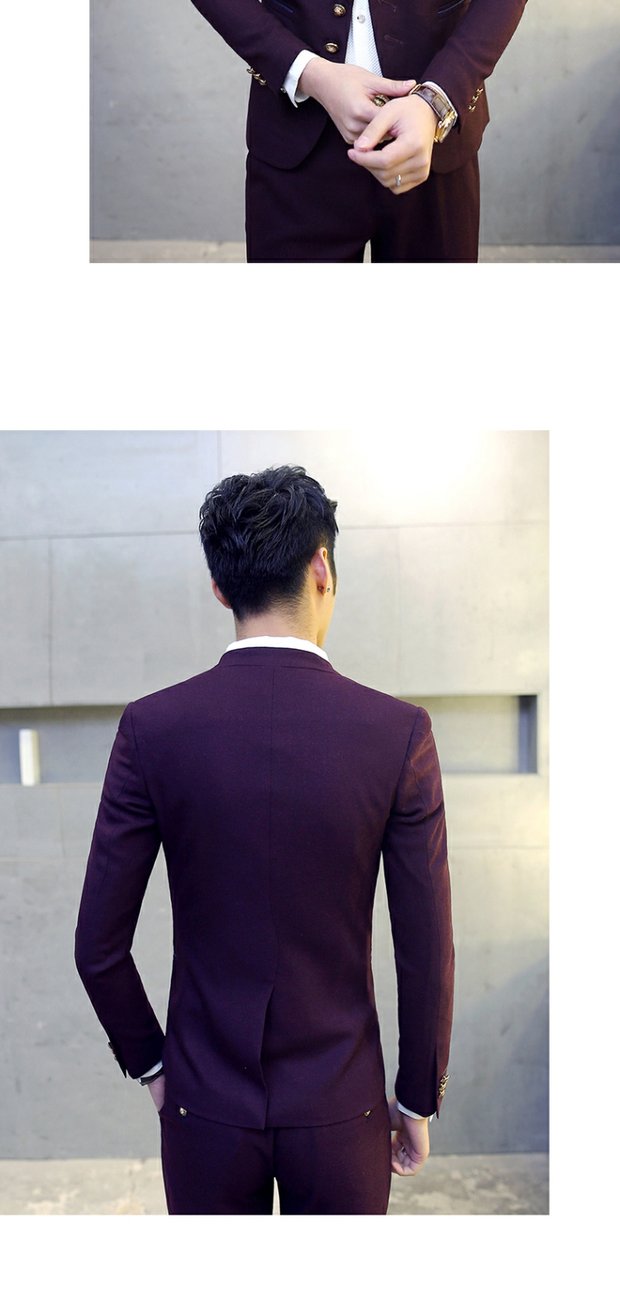 Bộ đồ vest nam phù hợp với nam người mẫu tóc nhà tạo mẫu áo dài hai mảnh phù hợp với người đàn ông tốt nhất chủ nhà người lớn mùa thu thủy triều quần baggy nam