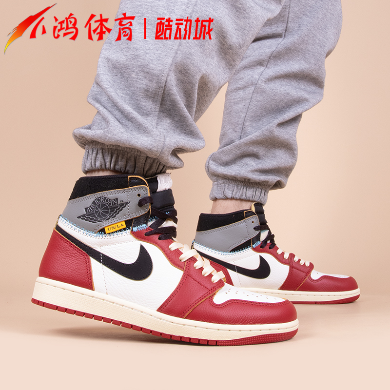 Xiaohong Sports Air Jordan 1 Aj1 Union Co-Branded White, Red and Gray Retro Basketball Shoes Hv8563-600