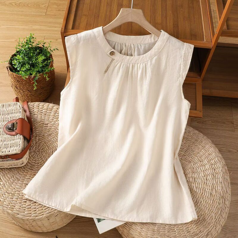 Sleeveless Shirt for Women 2026 Summer New Style for Plus-Size Girls, Outerwear Vest with Flutter Sleeves, Very Pretty Blouse Top