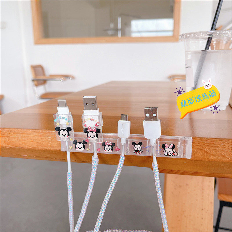 Cartoon Desktop Rationales Holder of Divine Instrumental Data Line Charging Line Fixer Snap Finishing Mobile Phone Headboard Bag Clips Desk Side Headphones Usb Winding Soft Silicone Strap Strap Hub-Taobao