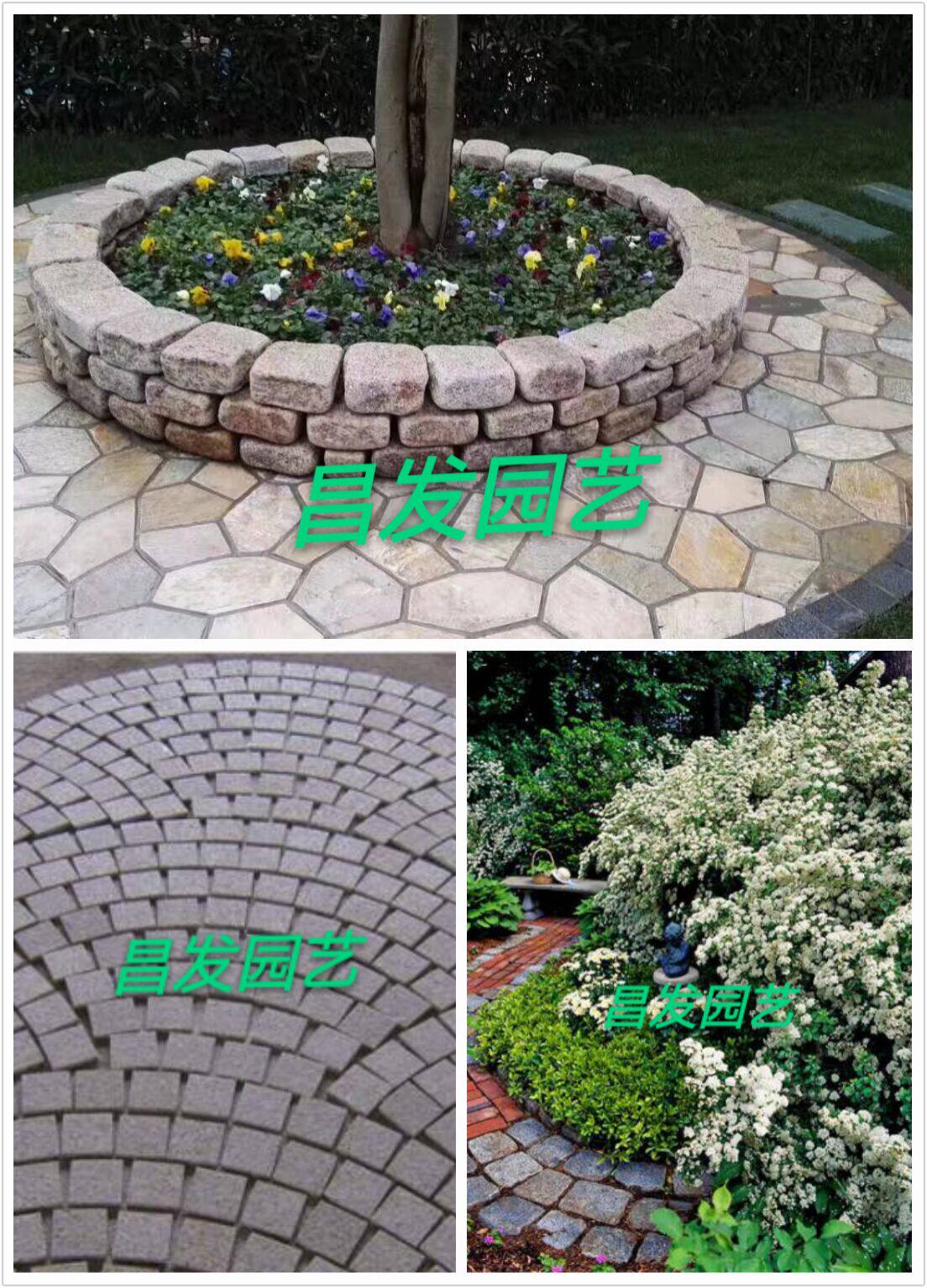 Courtyard garden perimeter stone enclosure tree retaining stone horseshoe stone villa courtyard step walk edge stone granite