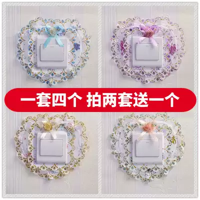 Switch sticker wall sticker lace fabric protective cover household double switch three open switch sleeve Christmas simple socket decoration