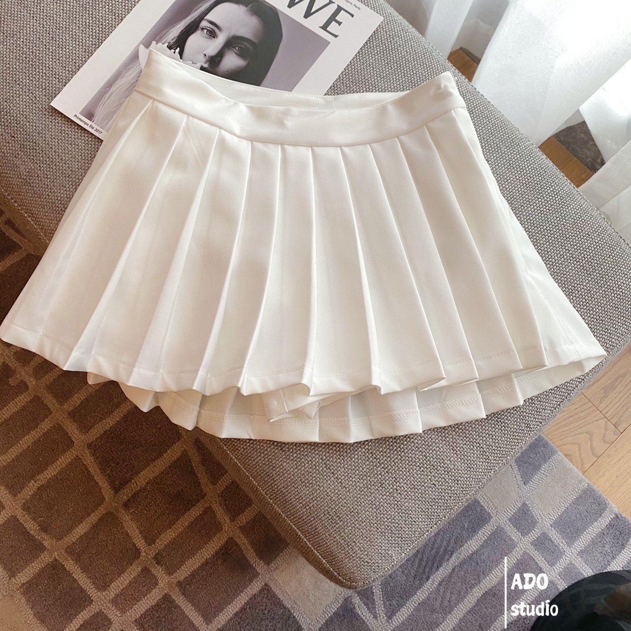 High Waist Display Slim Plexu Skirt Woman 2022 Spring Autumn New College Wind White A Character Anti Walking Light Half Body Dress Short Skirt