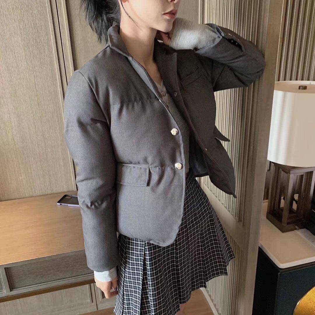 2022 Winter New Hundred Skin TB Gray Short Cotton Cotton Exclusive Customized Women's Cotton