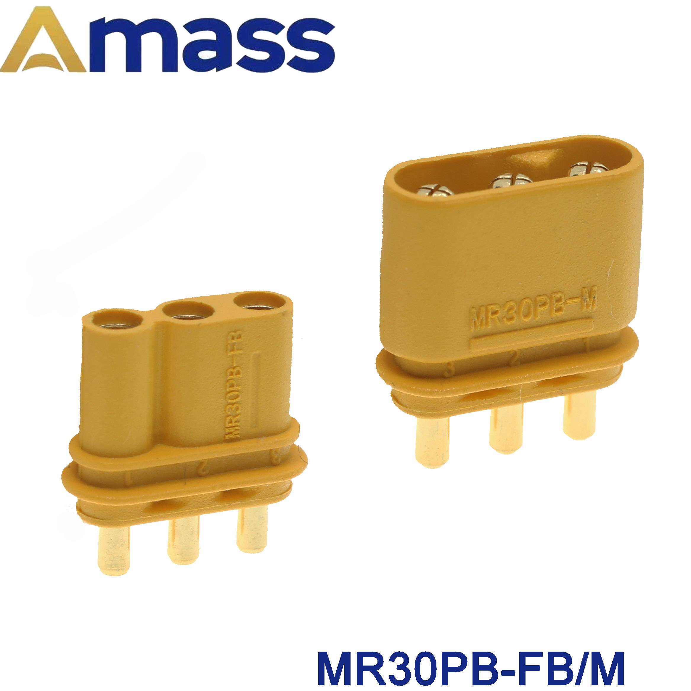 AMASS MR30PB-F M high current three-pin straight PCB motor ESC plug 3Way Straight