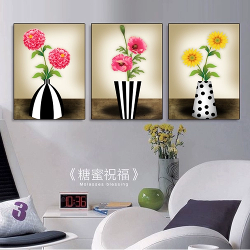 Ресторанная вышиваемая вышивка простая спальня цветочная бутылка 3D Cross Stroke Living Room Новая три -Union Painting Simple и Modern Painting