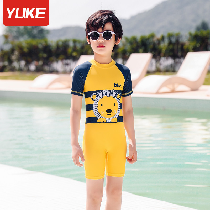 Children's swimsuits, boys, middle and large children's sun protection one-piece swimsuits, children's boys' cartoon quick-drying hot spring swimming suits