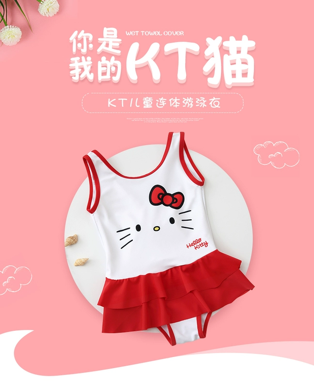 Đồ bơi trẻ em Hellokitty Cô gái trẻ sơ sinh dính liền với váy công chúa Đồ bơi bé spa - Bộ đồ bơi của Kid