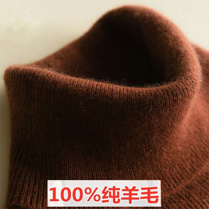2025 High-Neck Cashmere Sweater for Women, 100% Pure Wool Cashmere Sweater, Solid Color Short Knitted Base Layer Sweater, Wool Sweater
