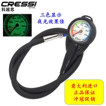 Italian imported cressi diving residual pressure gauge scuba pressure gauge remaining gas display instrument