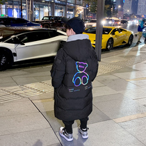 Boys down jacket liner 2022 new childrens winter clothing medium and long section over the knee western style in the big childrens clothing boy thickening