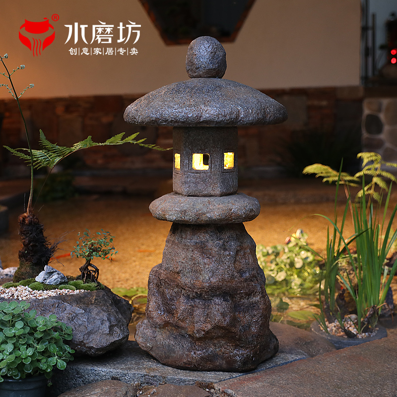 Outdoor Stone Lanterns, Japanese-Style Courtyard Lawn Lights, Villa Garden Floor-Standing Stone Lamps, Decorative Chinese-Style Antique Solar Lights Outdoor Stone Lanterns, Japanese-Style Courtyard Lawn Lights, Villa Garden Floor-Standing Stone Lamps, Decorative Chinese-Style Antique Solar Lights