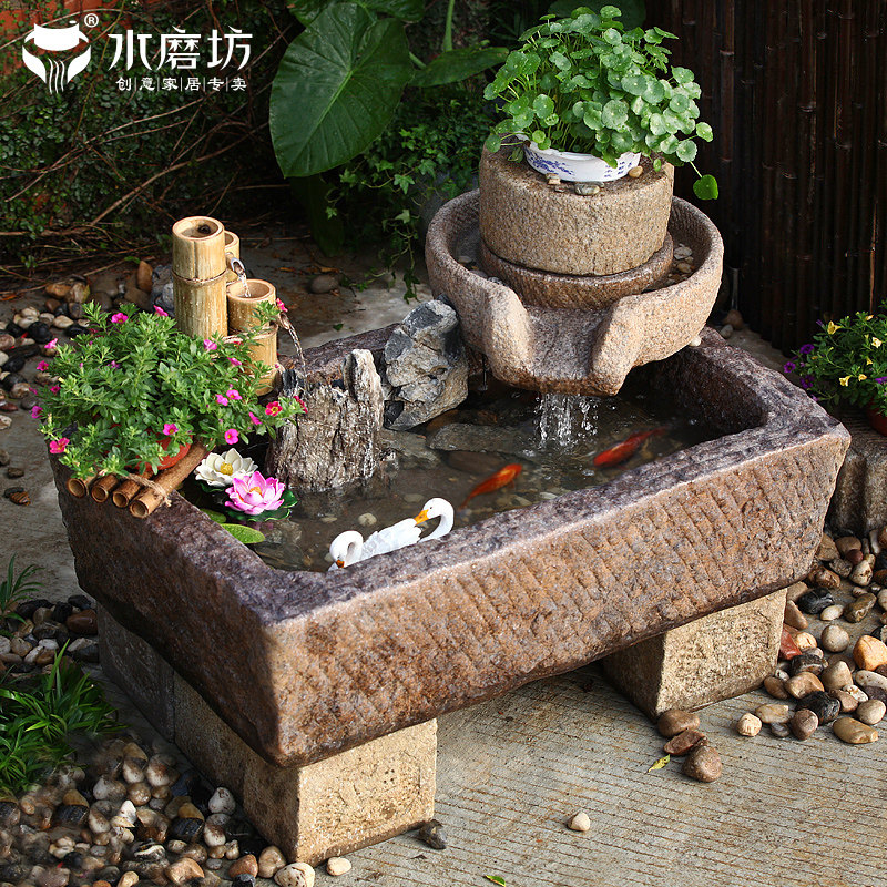 Chinese Style Courtyard Fake Mountain Flowing Water Landscape Fountain Balcony Trick Fish Pool Outdoor Garden Decorated with Scenery Pool Swing