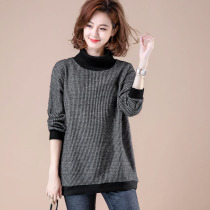 Large size high collar pullover sweater coat women long fat MM loose top 2021 autumn and winter New thick sweater