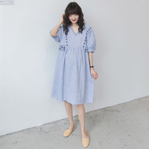 Maternity clothes summer clothes foreign style fashion striped summer skirts summer fashion hot mom fresh cotton and linen dresses