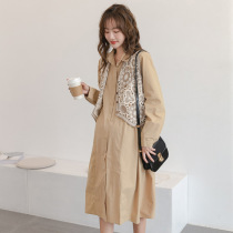 Knitted lotus chain link vest skirt ~ maternity net red suit autumn mid-length breastfeeding shirt dress suit