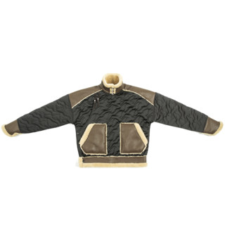 Flame fur collar men's and women's same cotton coat loose contrast color ethnic style splicing jacket winter