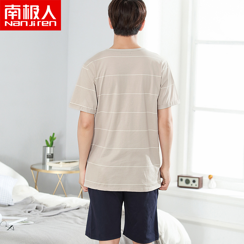 Pyjama Nam Cực đàn ông đơn giản thoải mái mặc nhà mỏng có thể mặc bộ đồ ngủ mùa hè mens quần short ngắn tay giản dị.