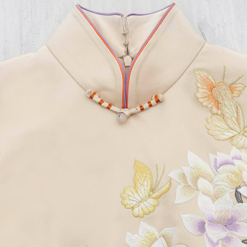 Mujian Women's Custom Cheongsam S three -dimensional Embroidery Long Golden Dress Wedding Banquet Host Clothing 0820 Mujian Women's Custom Cheongsam S three -dimensional Embroidery Long Golden Dress Wedding Banquet Host Clothing 0820