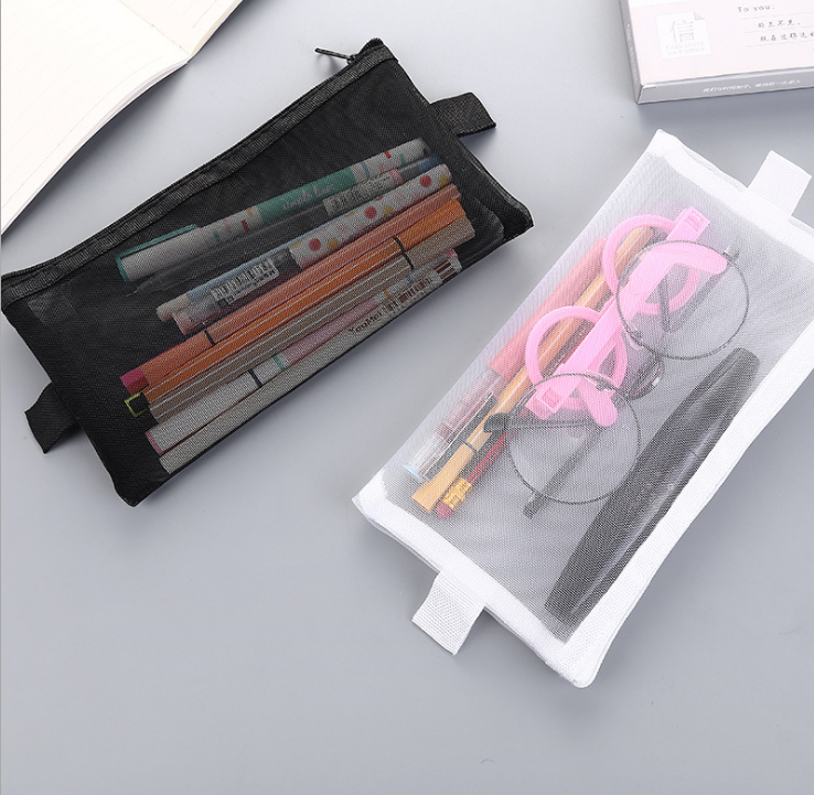 Grid transparent pencil bag simple small fresh pencil bag creative student pencil bag exam pencil bag transparent portable test room