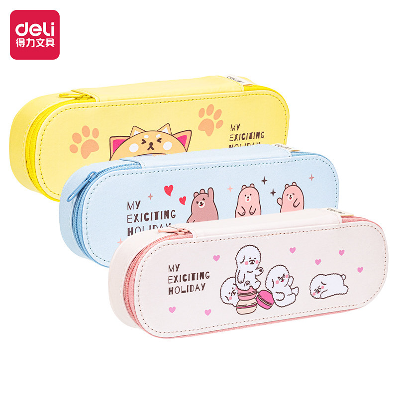 Double-layer pen-box PU material light pencil bag of the pupil is not easy to scrub