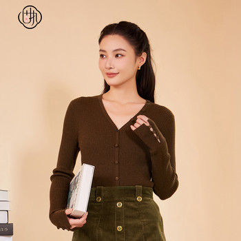 Stubborn autumn new style college style v-neck pullover long-sleeved slim base sweater 98133my08622