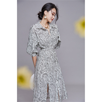 AS high luxury poplin | Non-iron elegant intellectual French Hepburn dress autumn dress 2021 new dress
