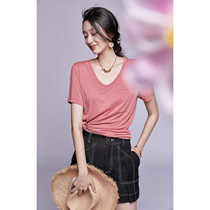 AS chic Joker silky touch three acetic acid lyocell skin-friendly short sleeve t-shirt women 2021 new spring and summer