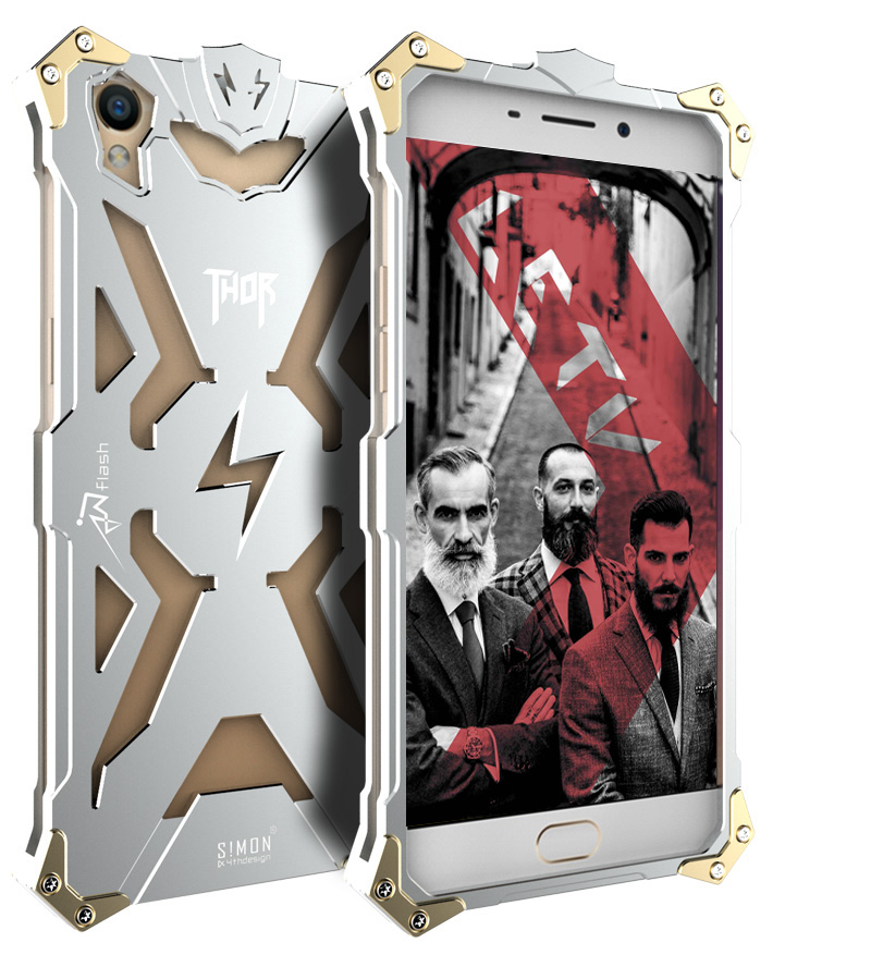 SIMON THOR Aviation Aluminum Alloy Shockproof Armor Metal Case Cover for OPPO R9 Plus & OPPO R9