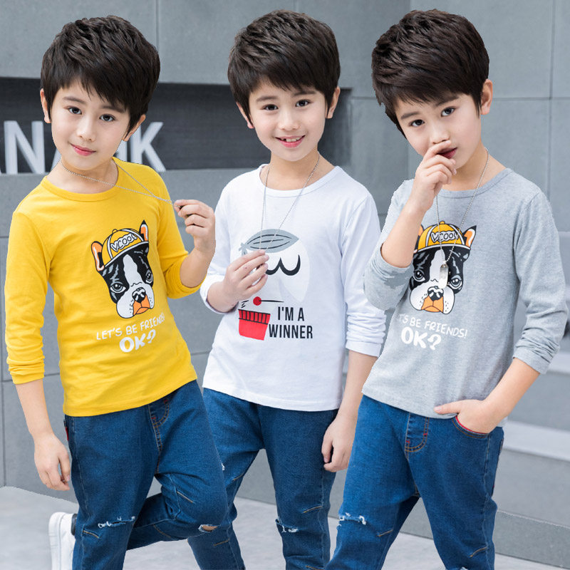 2022 new spring and autumn boys' long-sleeved T-shirt children's white bottoming shirt children's clothes middle-aged children's T-shirt top 6