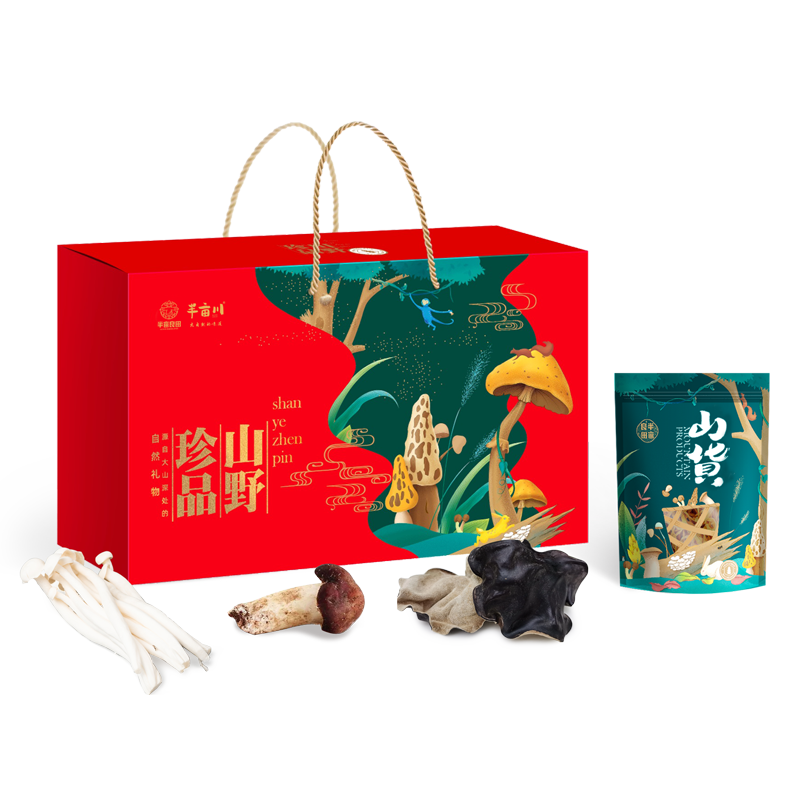Half an acre of fertile land, half an acre of river, mushroom fresh gift A1010g, north and south dry goods gift box, mountain treasure gift box, new year gift box