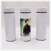 Flat cover thermos cup-304 stainless steel thermal transfer double straight body flat head boss cup custom LOGO advertising gift