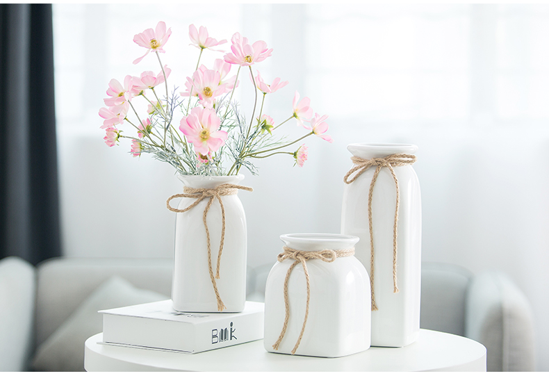 Like a flower, European - style fake flowers home decoration decoration floral suit small pure and fresh and simulation hemp rope ceramic vase