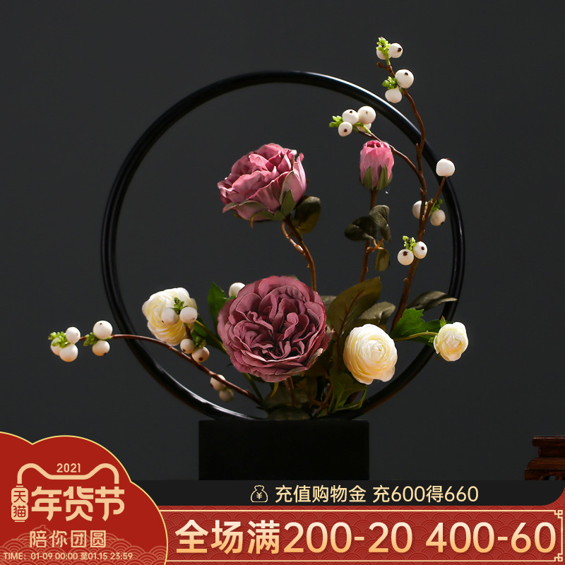Chinese creative wrought iron fake flower simulation floral decoration home living room wine cabinet porch TV cabinet decorations ornaments