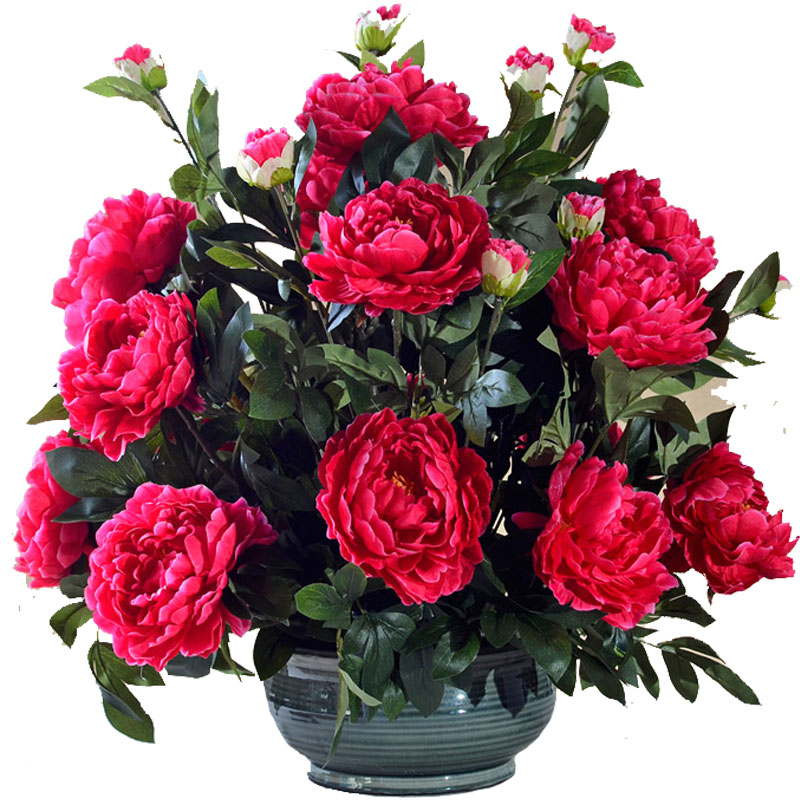 Large wedding housewarming celebration floral coarse pottery vase peony simulation finished furnishing articles suit household decorative flower flower