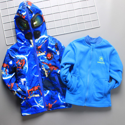 Boy gush thickened submachine clothing 9 with glasses The coat of glasses 8 Autumn loaded with children's children's winter clothing Baby 10 years old