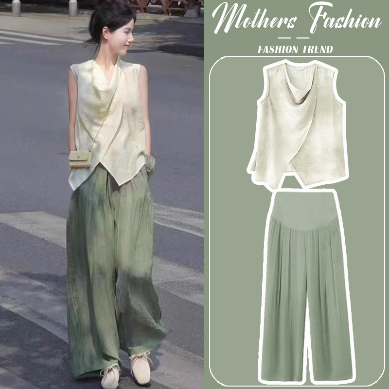 Maternity Suit, Fashionable and Stylish, Thin Top and Pants Two-Piece Set, 2026 New Summer Style, Age-Reducing, Trendy Mom Look