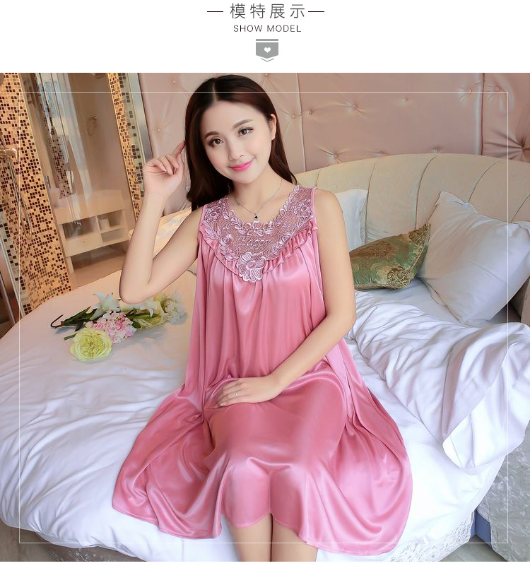 [Multi-màu tùy chọn 90-185 kg] mùa hè băng lụa ladies đồ ngủ lỏng phiên bản cộng với phân bón để tăng nightdress