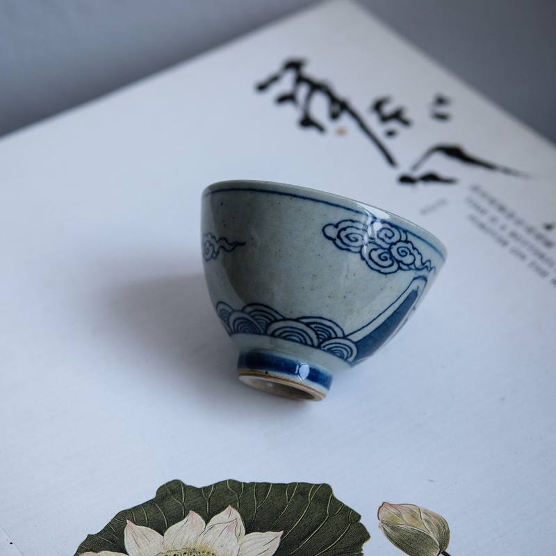 Retro hand-painted blue and white porcelain Yun Shan single cup master cup tasting tea cup tea art cup brew tea set kung fu tea ceremony accessories