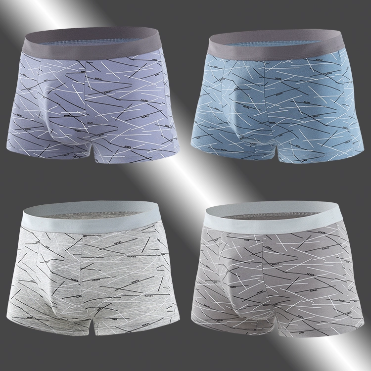 Quần lót nam đặc biệt hàng ngày Quần lót cotton nguyên chất Cotton Boxer Quần đùi giữa eo Thanh niên sexy Béo béo Kích thước rộng rãi Xu hướng thoáng khí - Võ sĩ quyền Anh