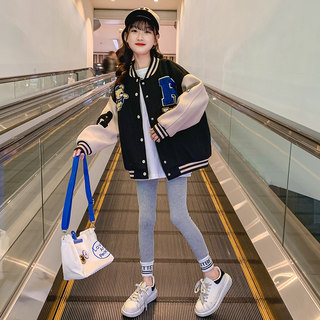 Girls baseball uniform jacket spring 2023 new spring and autumn clothing net red big children's children's clothing foreign style top fashionable