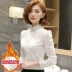Áo sơ mi nữ tay dài 2019 xuân hè mới cotton chuyên nghiệp tự may áo sơ mi đáy cộng với áo nhung trắng Han Fan áo sơ mi kaki nữ tay dài Áo sơ mi