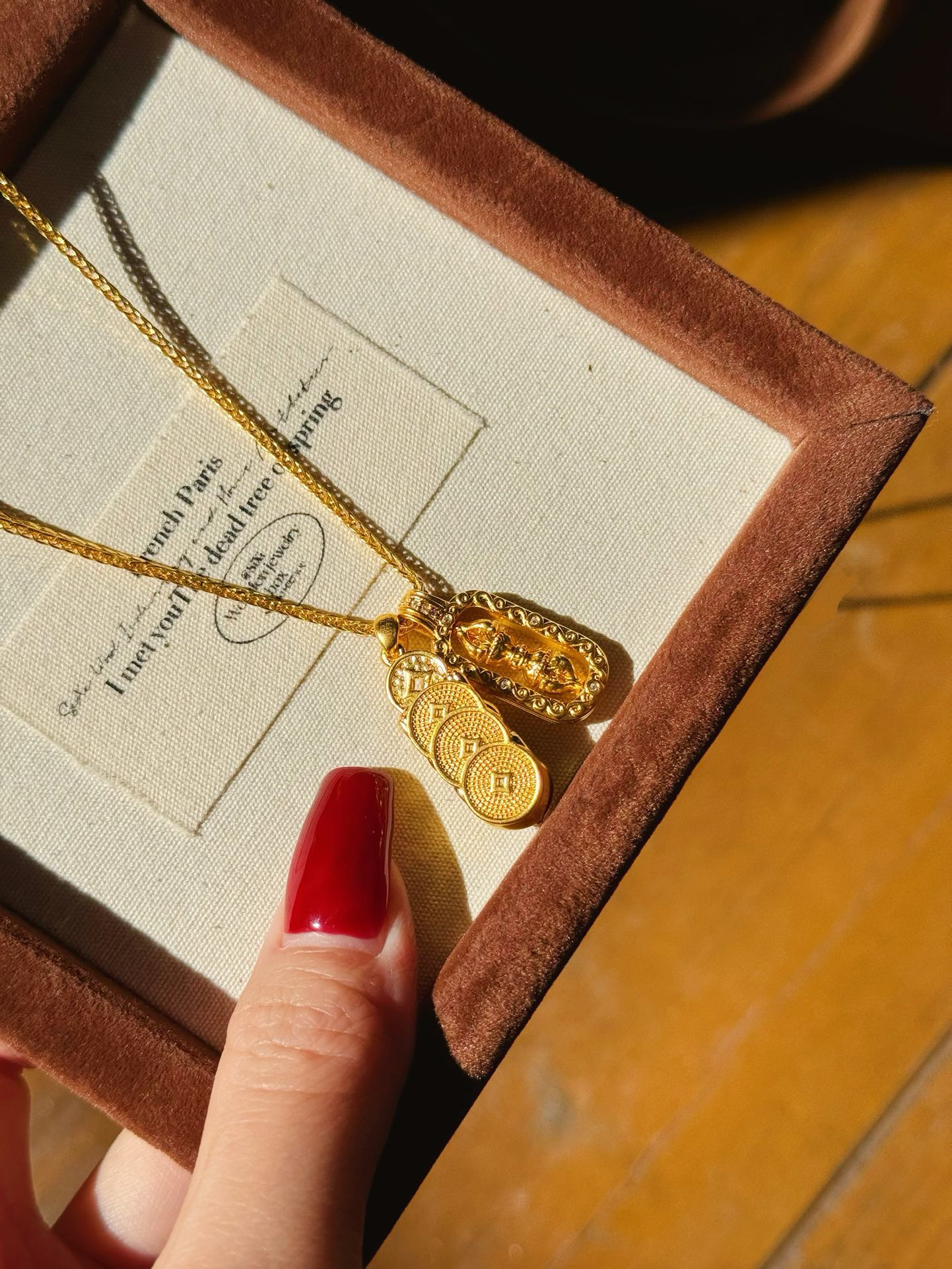 足金999灵动金刚杵/貔貅黄金吊坠叠戴搭配无氢工艺小克重大快乐